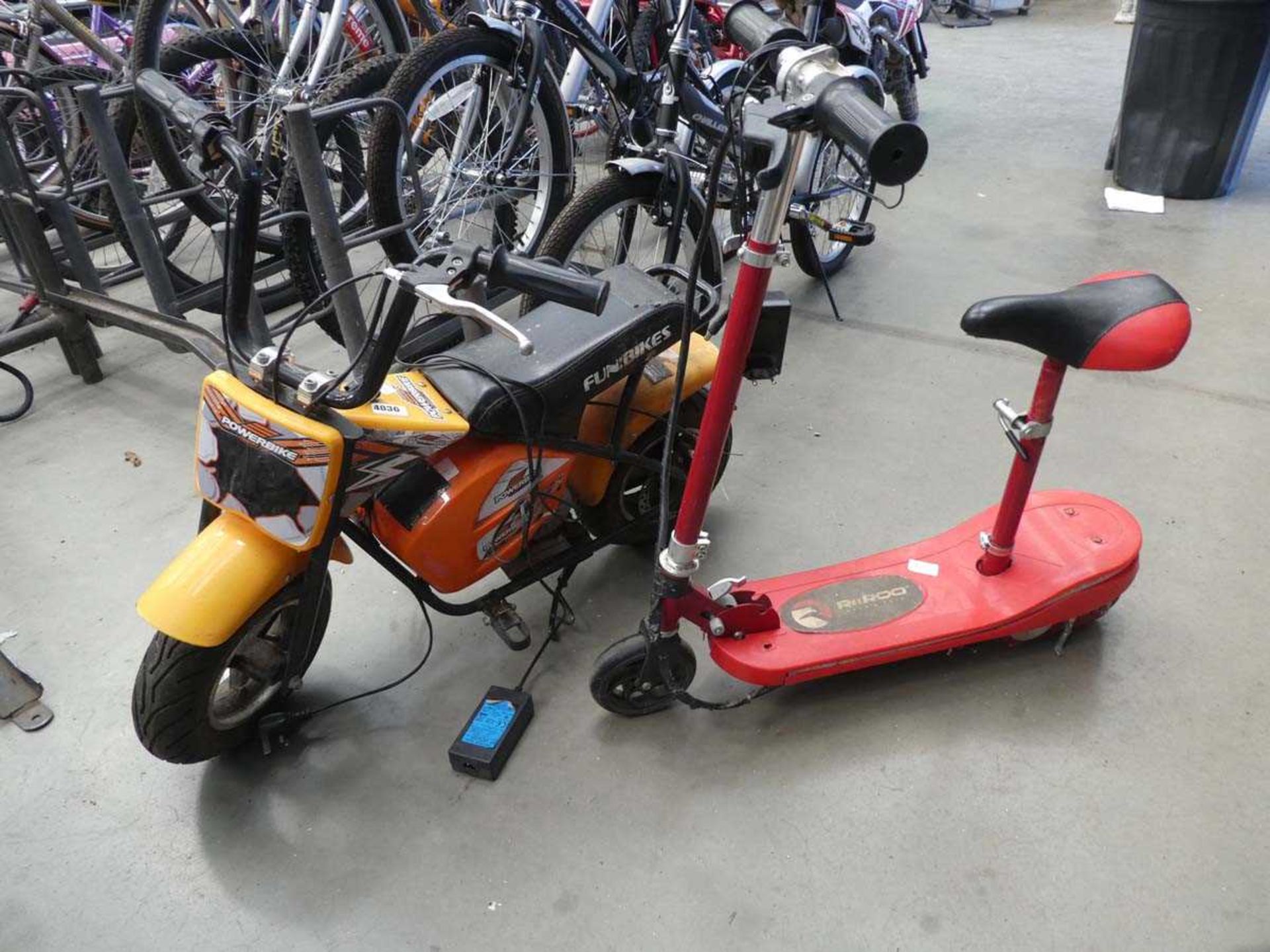 Small electric scooter with charger and small electric style motorbike with charger