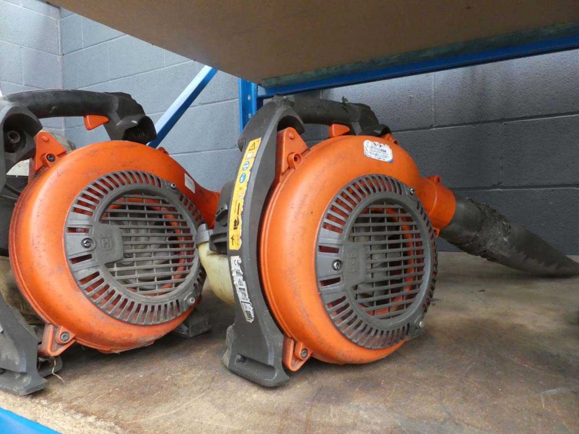 2 x Husqvarna leaf blowers with broken handles