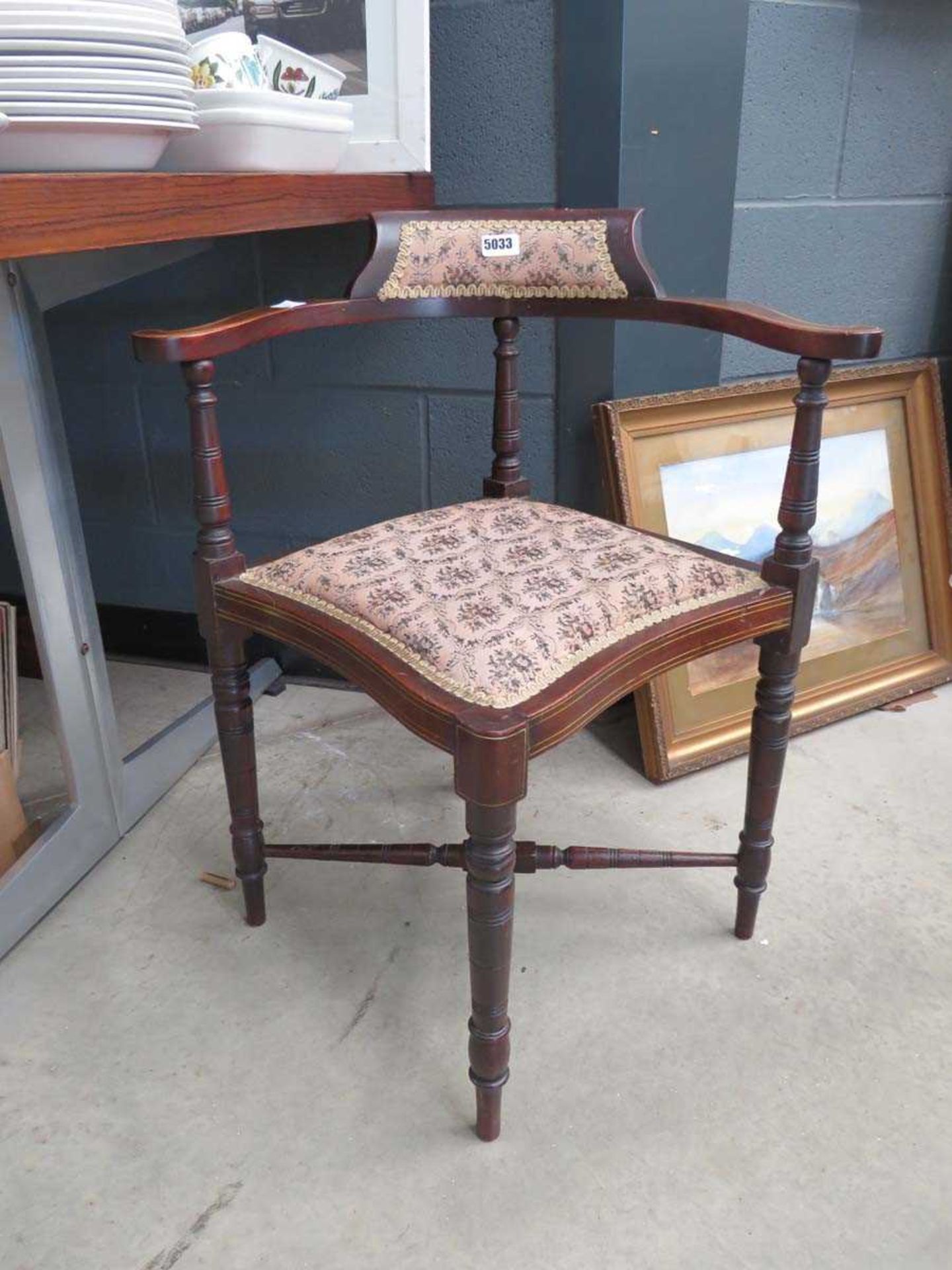 Upholstered Edwardian corner chair