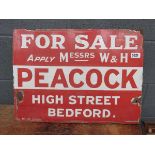 Double-sided peacock "for sale" sign