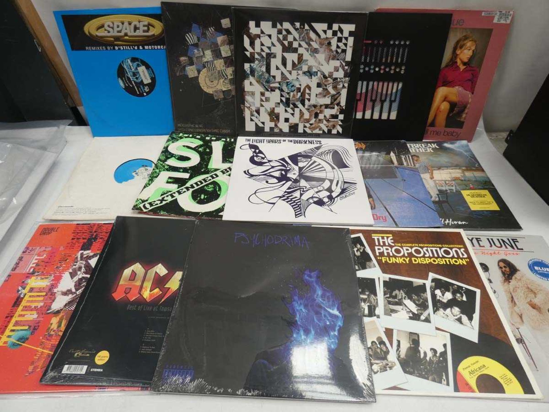 +VAT Box containing LP and 45 records to include Def Leppard, Madison Avenue, AC/DC and others