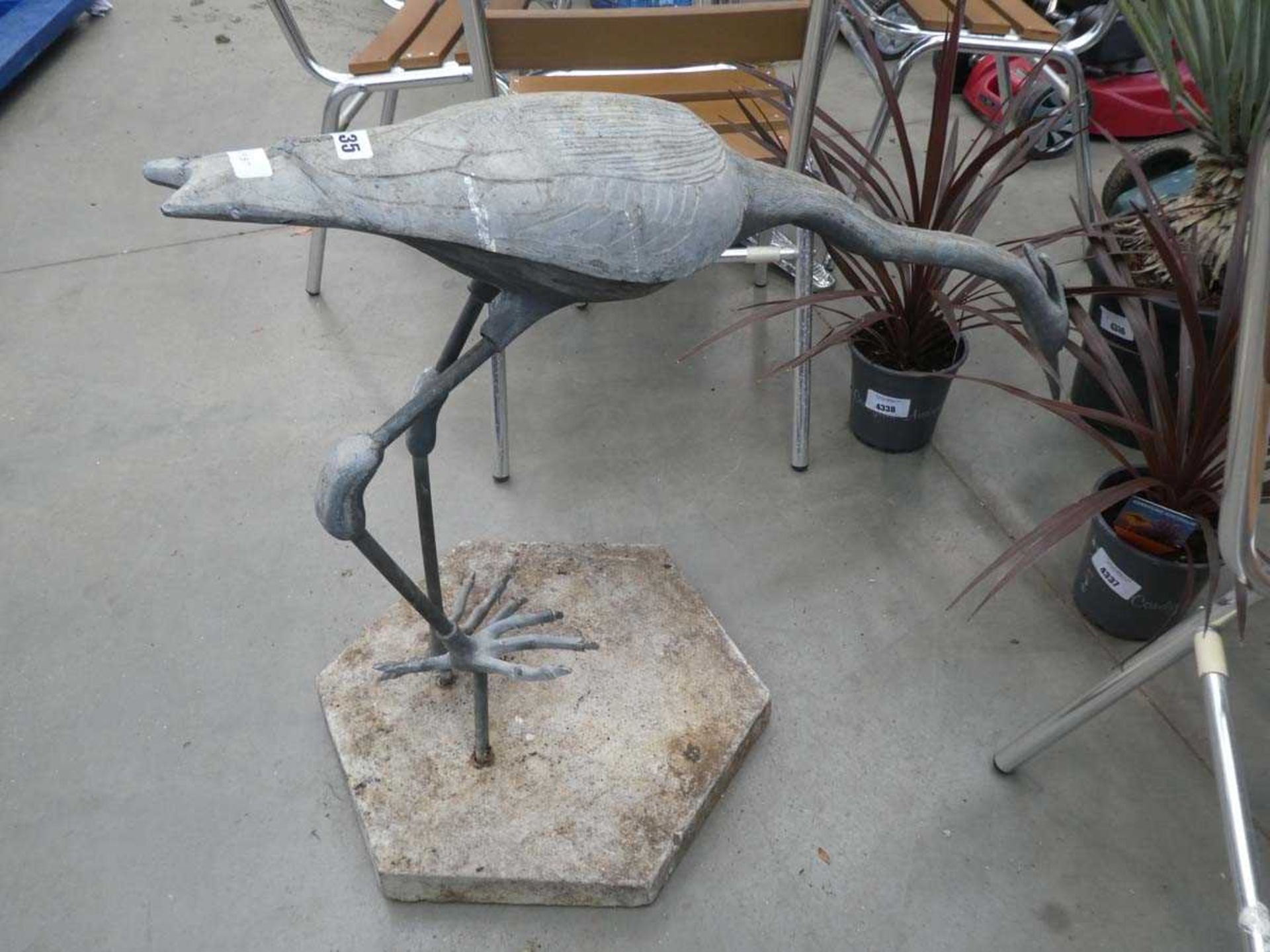 Lead figure of a heron