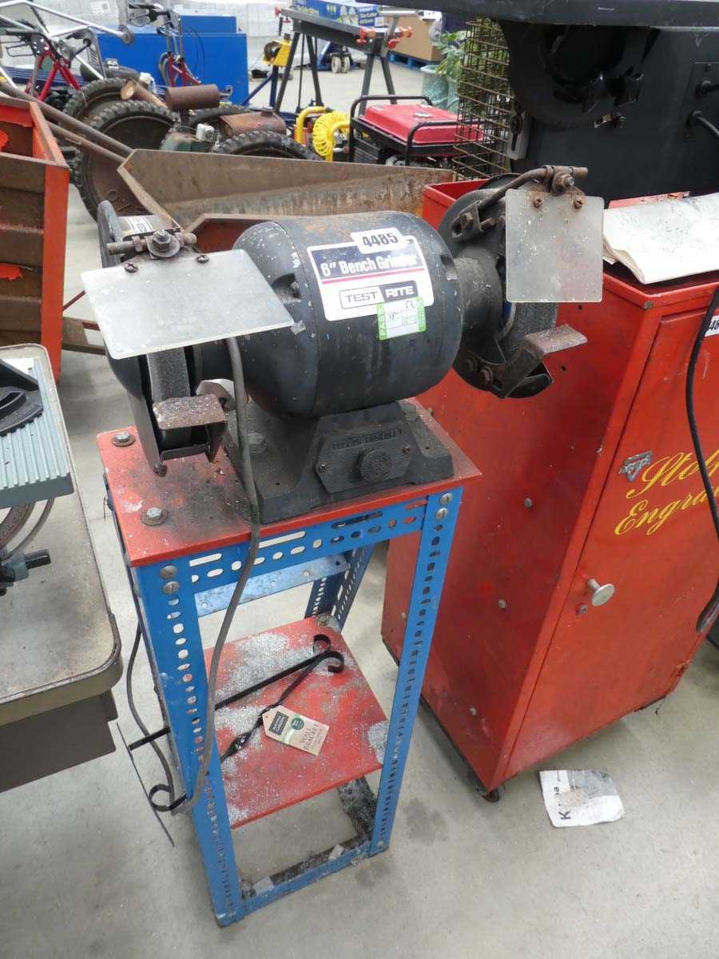 6" Testrite double ended bench grinder on stand