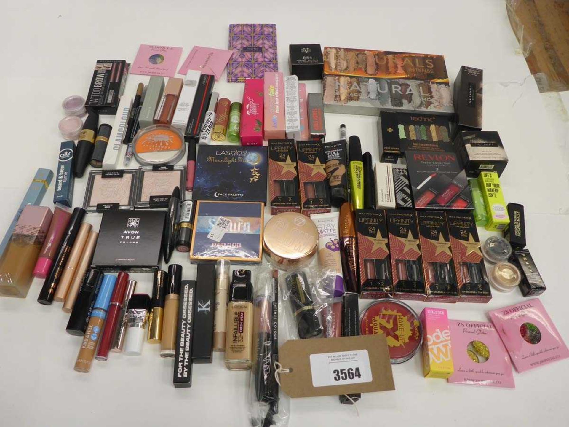 +VAT Selection of cosmetics including Maybelline, Max Factor, Rimmel, Tarte, Naturals etc