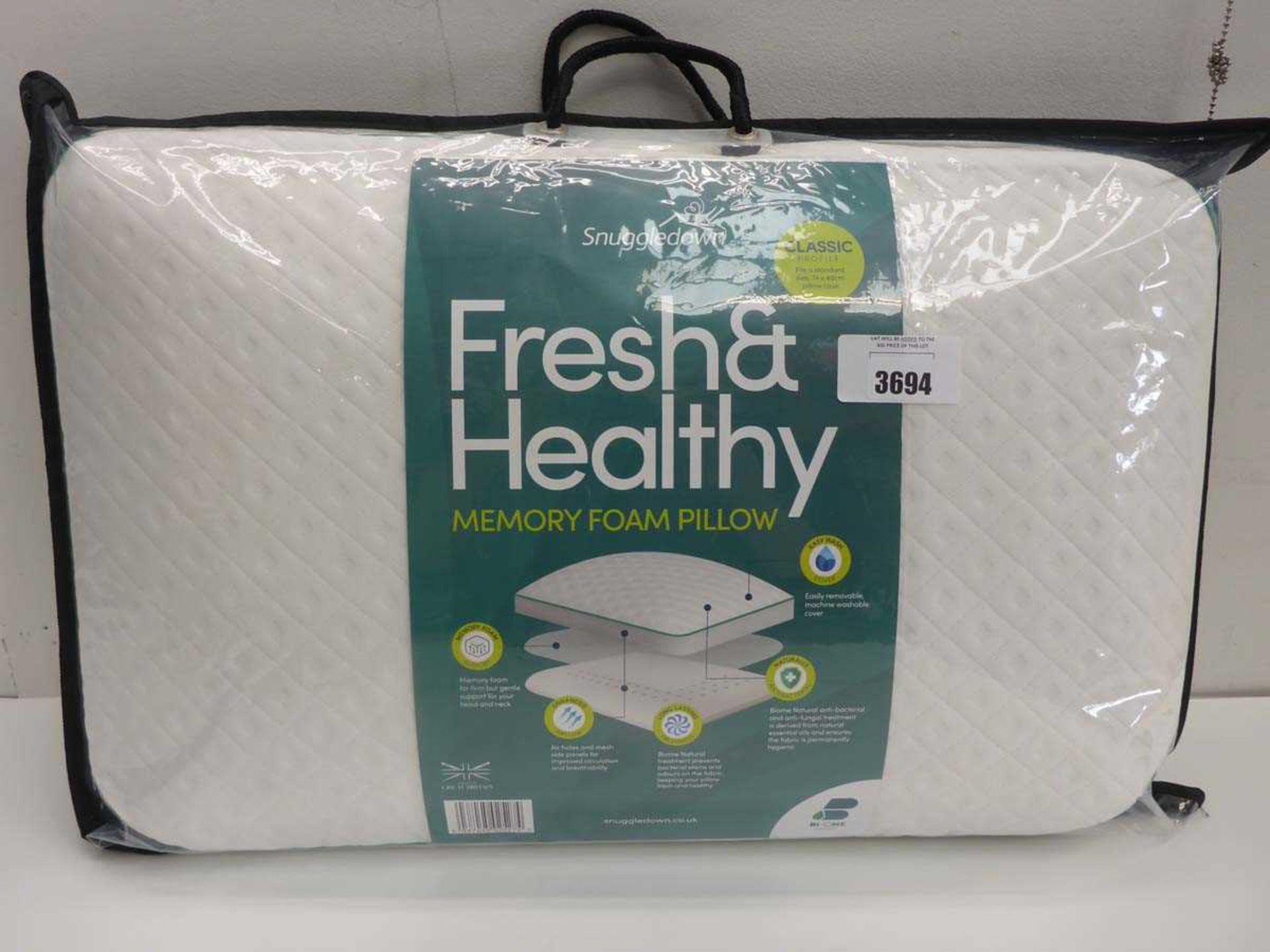 +VAT Snuggledown fresh & healthy memory foam pillow