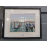 Framed and glazed pastel of Venice - "View of Venice over the lagoon"