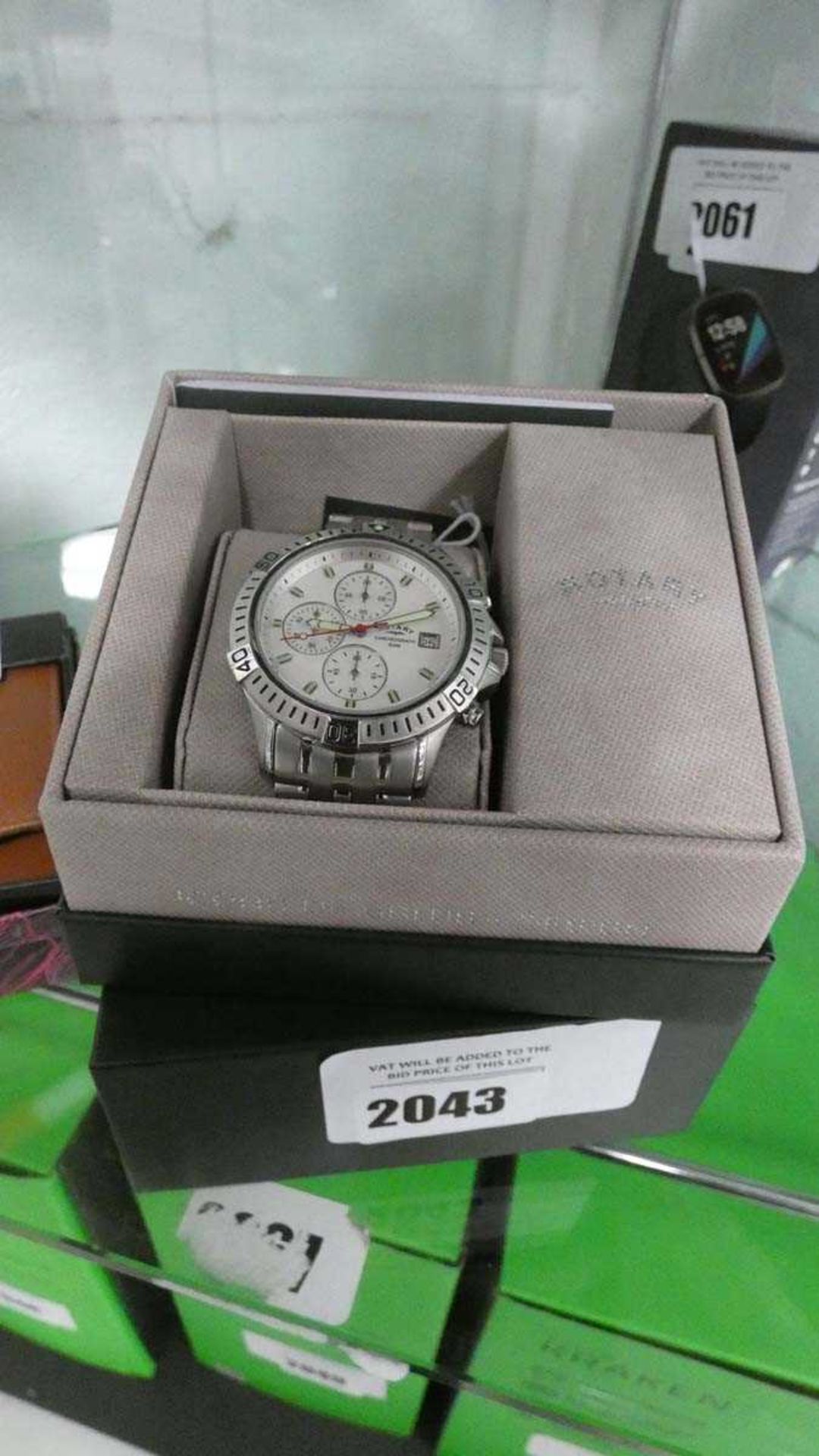 +VAT Stainless steel Rotary chronograph wrist watch with box