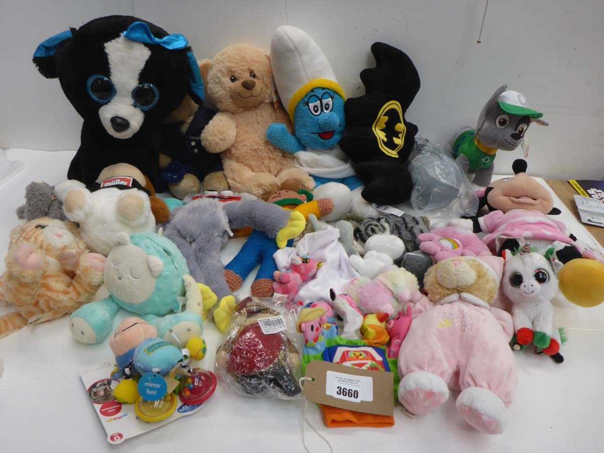 +VAT Selection of cuddly toys including TY, Paw Patrol etc