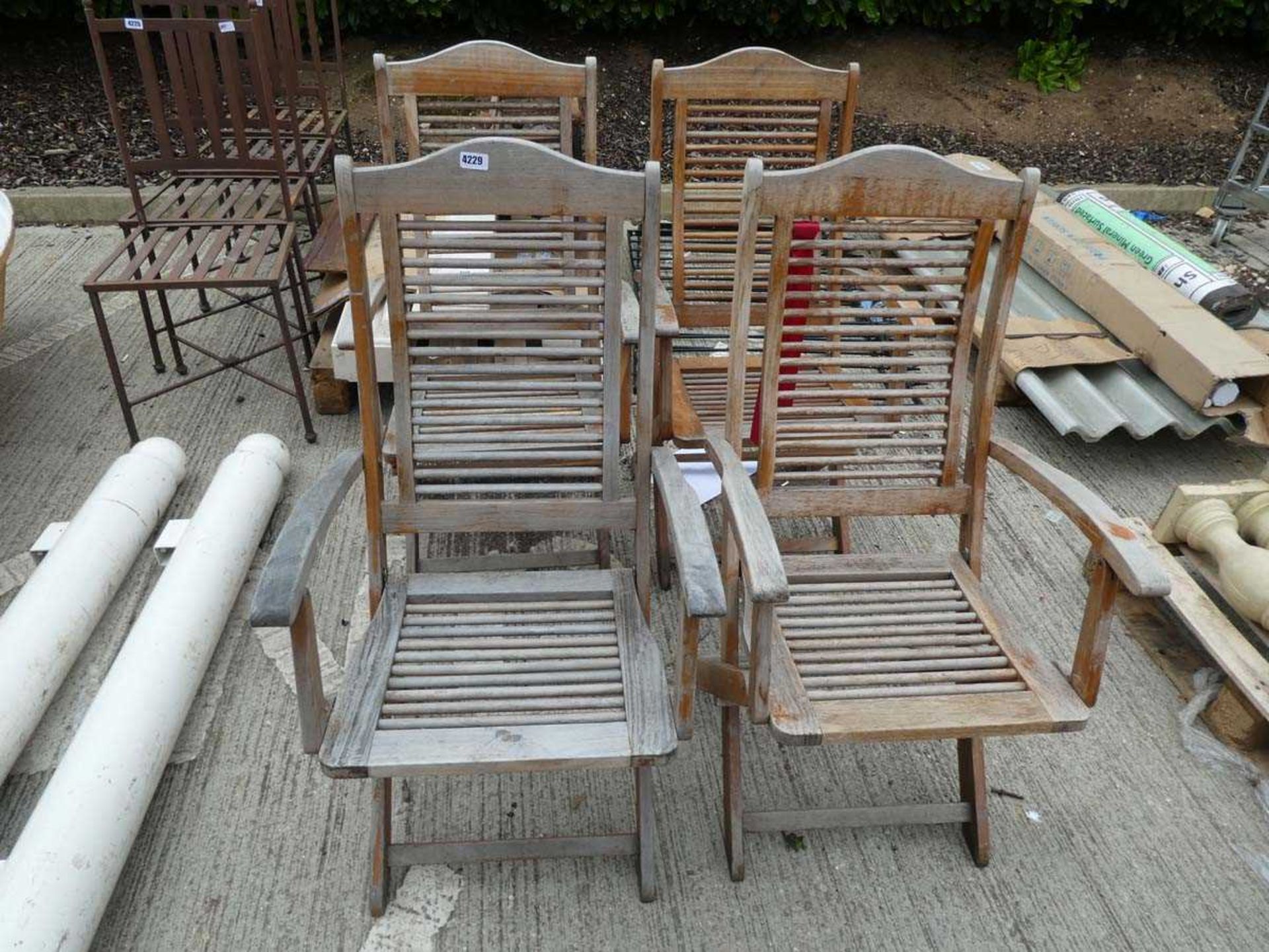 4 folding wooden chairs