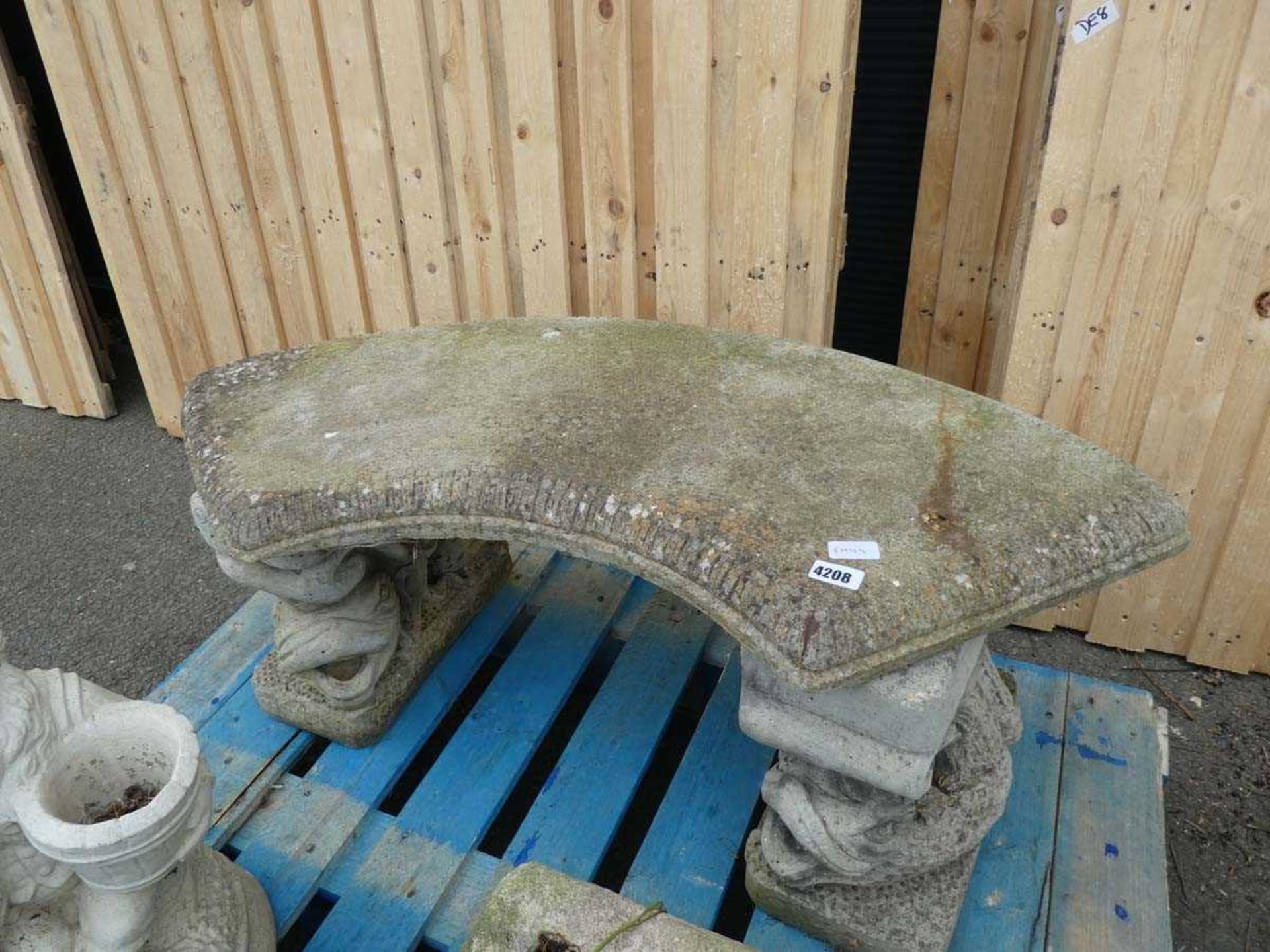 Concrete bench with fish feet