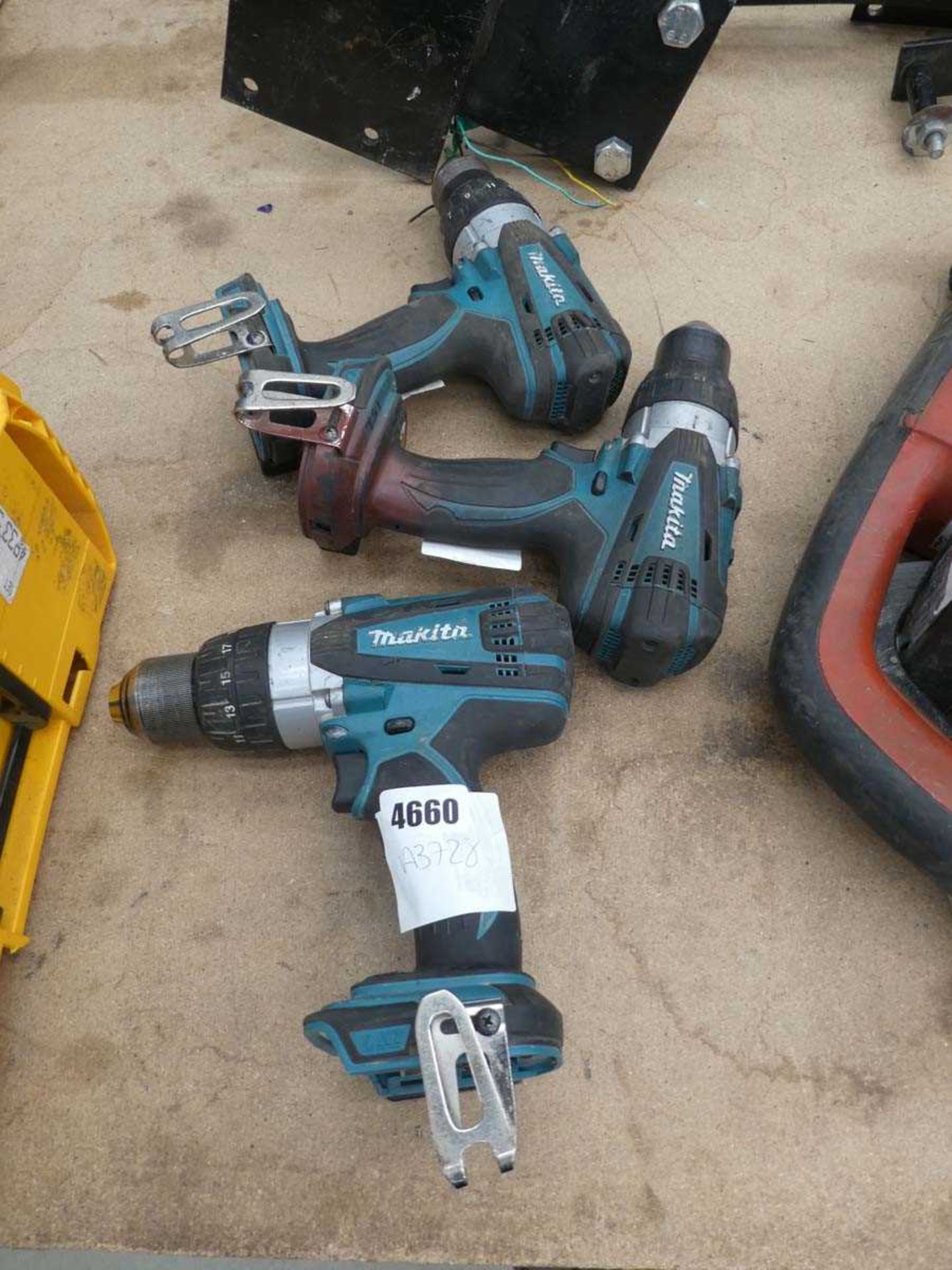 3 Makita drills, no batteries or chargers