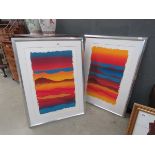 Pair of limited edition modern abstracts entitled "Delphi Day" and "Delphi Night"