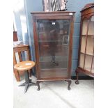 Dark oak glazed single door china cabinet