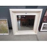 Square bevelled mirror in cream frame