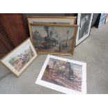 Stack of Terence Cuneo steam train related prints