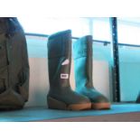 Pair of green waterproof Wellington boots, size 8