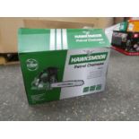 +VAT Boxed Hawksmoor petrol chainsaw, 43cc