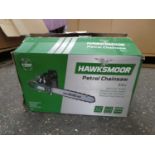 +VAT Boxed Hawksmoor petrol chainsaw, 53cc