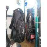 Wilson golf bag containing mixed branded golf clubs with Jaxx golf bag