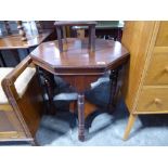 Octagonal topped mahogany occasional table