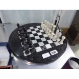 Marble chess board and pieces