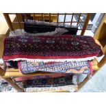 (9) 4 figured and bordered woollen prayer mats