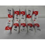 +VAT 10 multi packs of Puma white sport socks in mixed sizes