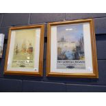 2 framed and glazed Suffolk/Norfolk holiday British Rail prints, together with 2 canvas art works