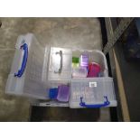 Qty of plastic storage boxes