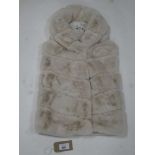 +VAT River Island ladies cream fuax fur long length gilet size medium