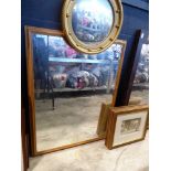 Large pine framed bevelled wall mirror