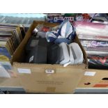 Crate of home wares incl. cookie cutters, pouches, storage boxes and other kitchen ware