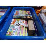 Crate of Beano and Dandy magazines