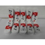 +VAT 10 multi packs of Puma white sport socks in mixed sizes