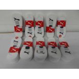 +VAT 10 multi packs of Puma white sport socks in mixed sizes