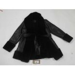 +VAT River Island ladies leather look faux fur jacket in black size 12