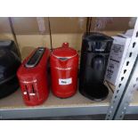 +VAT 3 items comprising Nespresso coffee machine and kitchen aid toaster and matching kettle in red