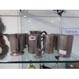 9 pewter tankards, many bearing VR crown cypher and small 1/6 gill cup