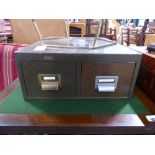 Roneo green metal 2 drawer filing unit