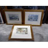 4 oak framed engravings of horse and carriage scenes