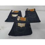 +VAT 3 pairs of Levi Strauss denim jeans, 2 size W32 L34 and 1 W34 L32