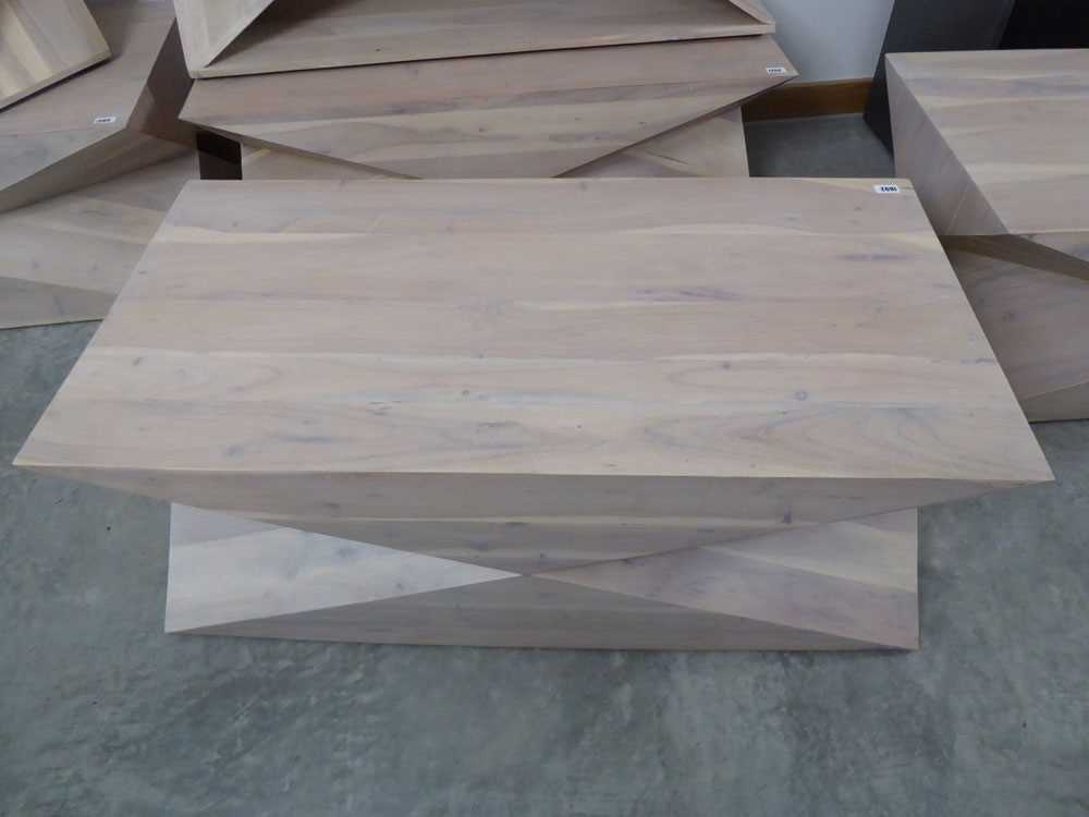 Modern geometric shaped coffee table in a limed wood effect