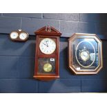 2 modern wall clocks and a modern clock barometer