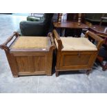 2 various wooden storage stools
