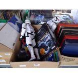 Box of Star Wars and other toys