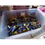Plastic crate of Lego