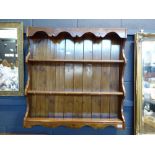 Stained pine hanging plate rack