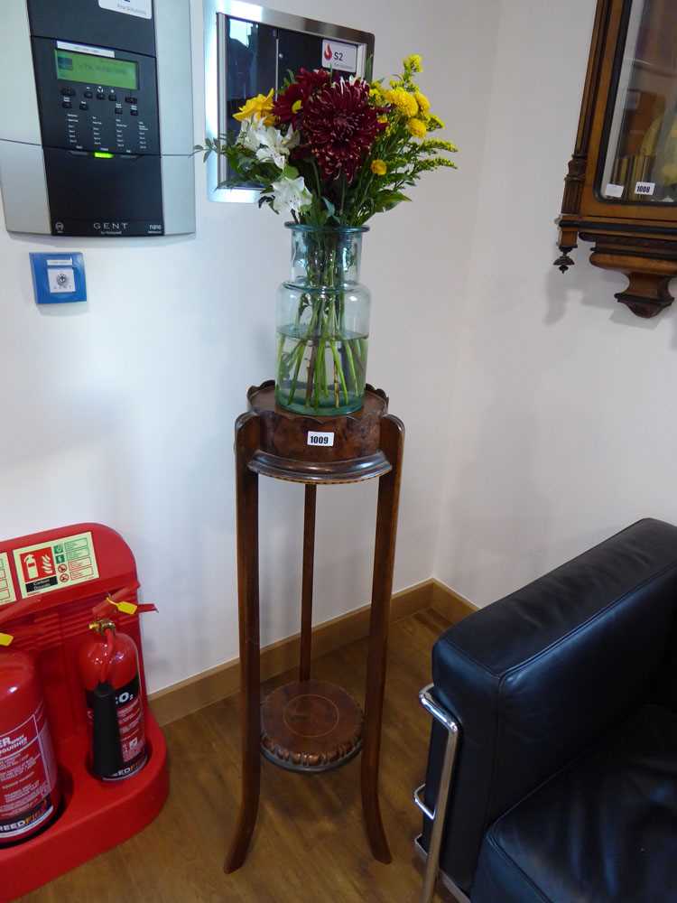 Inlaid mahogany 2 tier plant stand