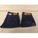 +VAT 2 pairs of dark blue Levi Strauss denim jeans, sizes W40 L30 and W34 L30