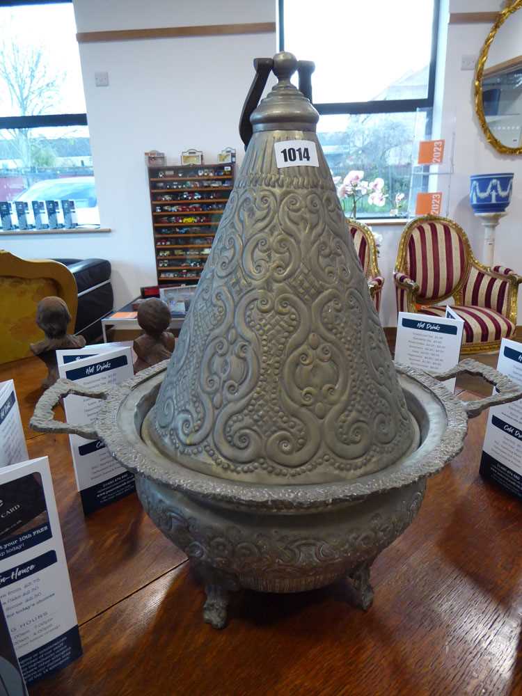 White metal lidded tagine